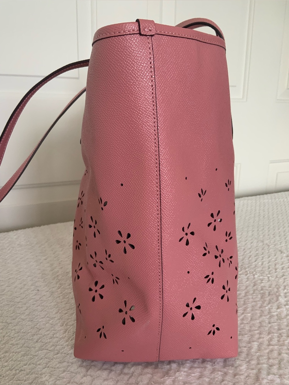 Coach Floral Perforated Leather Tote bag - Picture 5 of 14